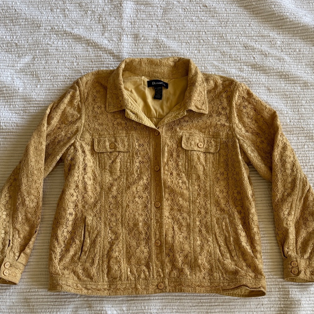 Denim & Co Women’s Lace Denim Style Jacket sz XL